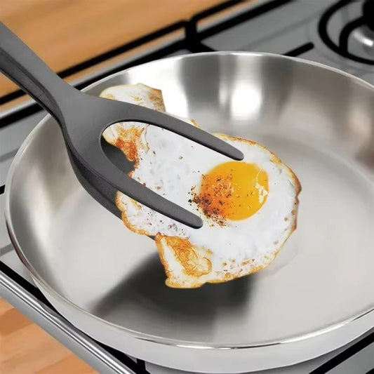 Spatule en silicone 2 en 1 avec poignée à retourner les aliments - Cuisinehcn